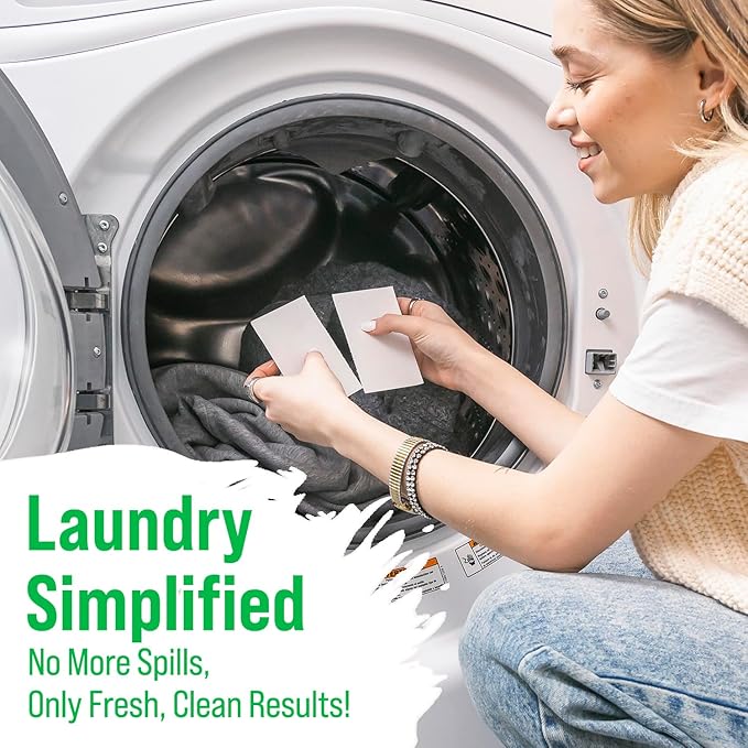 Rockin' Green Active Wear Travel Laundry Detergent Sheets - Mess-Free Laundry Sheet Detergent with Sodium Bicarbonate - Easily Dissolvable Laundry Soap Sheets (104 Loads, Lavender Mint Revival)
