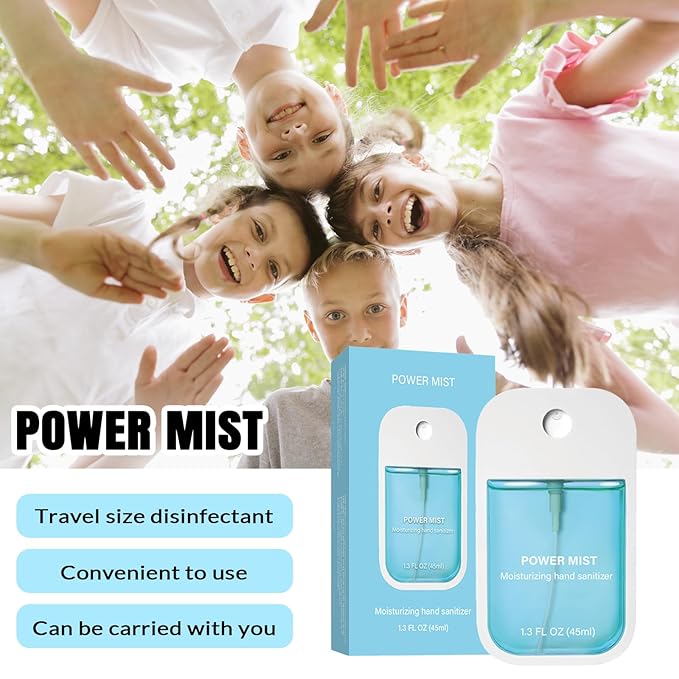 Power Mist Hydrating Hand Sanitizer Spray, Portable Travel-Size Hand Sanitizer Spray, 500-Sprays Each，Suitable for Both Adults and Children (4PCS)