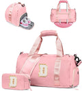 Cute Preppy Gifts for Girls-Girl Gym Bag with Shoe Compartment, Kid Personalized Weekender Overnight Bags, Initial Travel Tote with Makeup Pouch, Chenille Gift for Teen (Letter D)