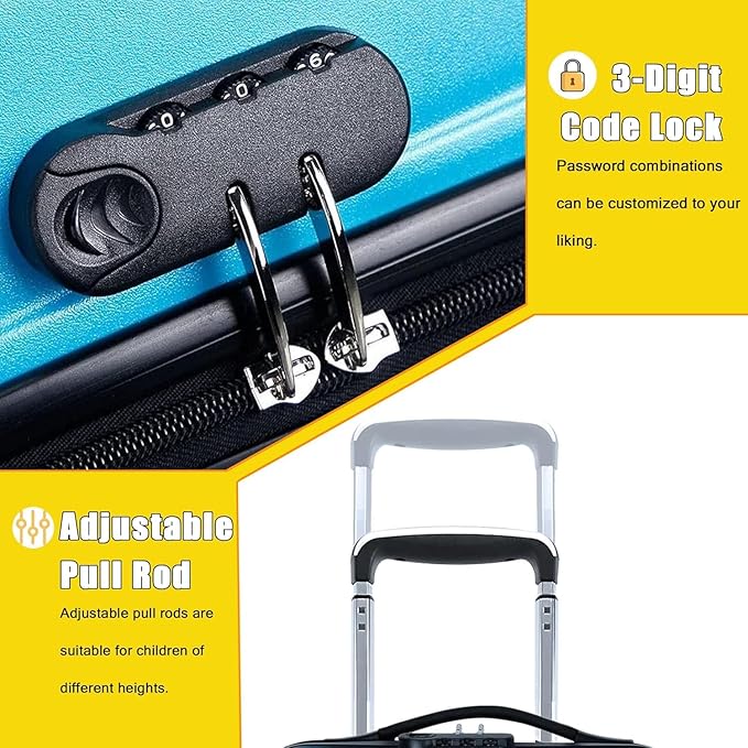 20" Kids Ride on Suitcase,Childrens Ride on Luggage with Safety Belt,Trolley Suitcase with Silent Wheel Combination Lock,Suitable for Kids Aged 1-8 Years Old (Blue)