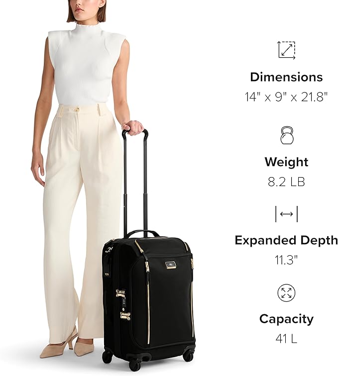 TUMI - Voyageur Leger 4 Wheeled Luggage - Women's Lightweight and Spacious, Sleek Silhouette, Durable Premium Suitcase - 21.8" International Expandable Carry-On, Wine