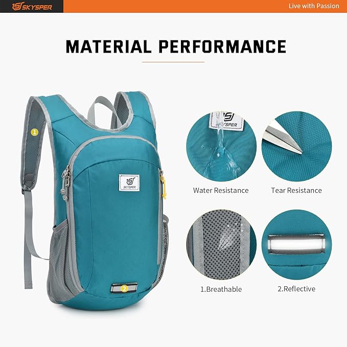 SKYSPER Small Daypack 10L Hiking Backpack Packable Lightweight Travel Day Pack for Women Men