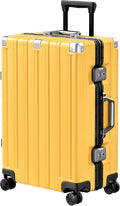 Krute Luggage 24 Inch Aluminum Frame Zipperless Suitcase with Spinner Wheels Checked Luggage PC+ABS Lightweight Hardshell