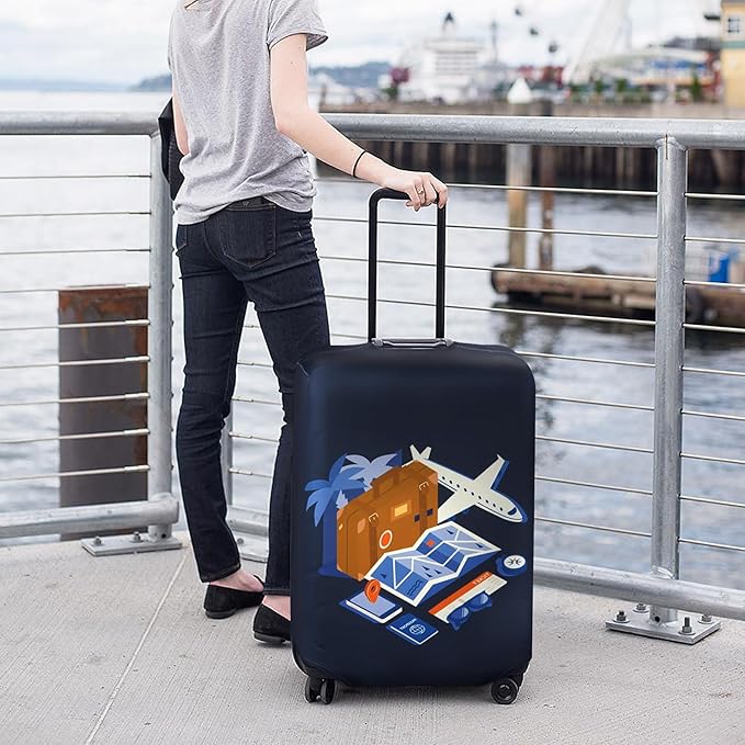 HYPER VENTURE Washable Luggage Cover - Fashion Suitcase Protector Fits 23-26 Inch Luggage (Journey, M)