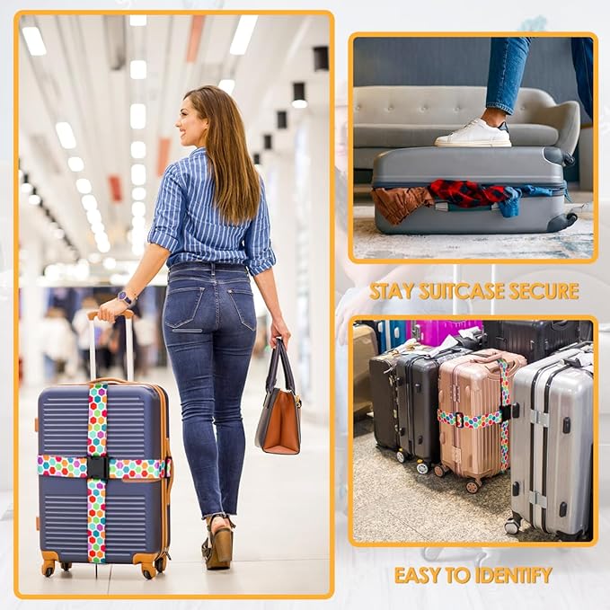 Adjustable Travel Luggage Strap Suitcase Belt Travel Bag Accessories 1.96 in W x 6.23 ft L