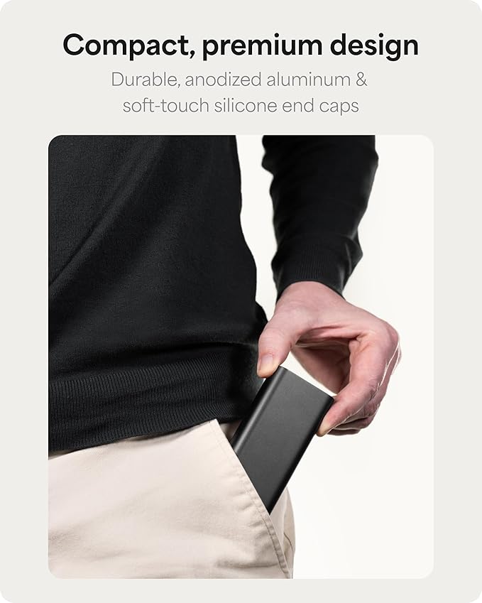 Mophie Powerstation 10,000mAh Power Bank (Gen 3) – Ultra-Fast USB-C PD, 30W Output, Charges 2 Devices, Up to 2 Phone Charges, LED Indicator, Compact & Portable, Premium Anodized Aluminum Body, Black