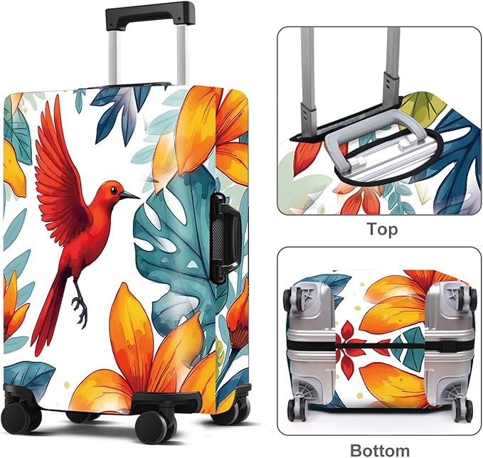 Luggage Cover Washable Suitcase Protector Anti-Scratch,Stretchable Fit for 20-34Inch Luggage Durable Travel Bag Cover with Zipper Closure (Bird, XL(fits 32-34Inch suitcase))