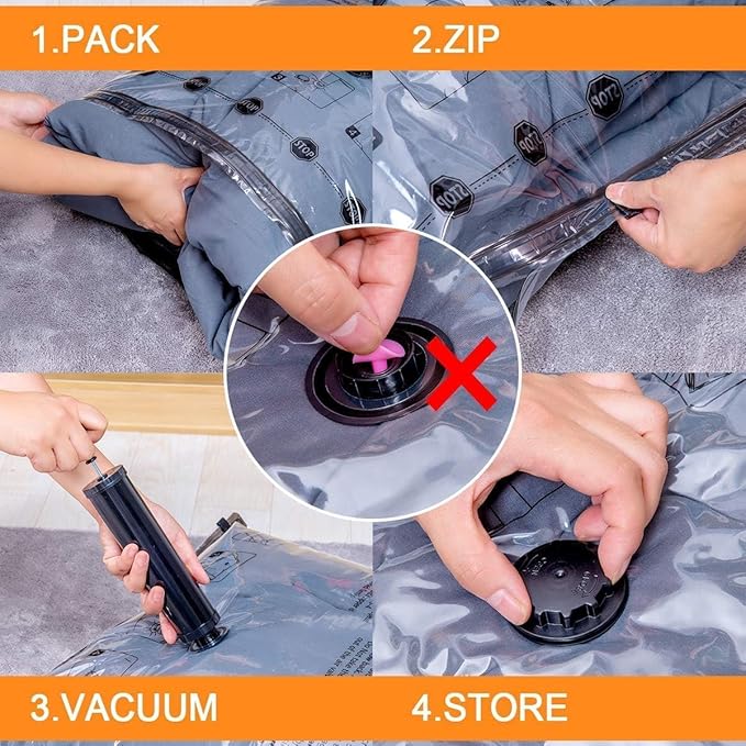 10 Small Vacuum Storage Bags with Electric Pump,Plastic Packaging Bags, Space Saver Bag for Clothes, Mattress, Blanket, Duvets, Pillows, Comforters, Travel