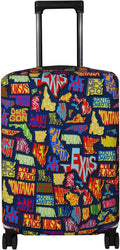 Explore Land Travel Luggage Cover Suitcase Protector Fits 18-22 Inch Case (America Map, S)