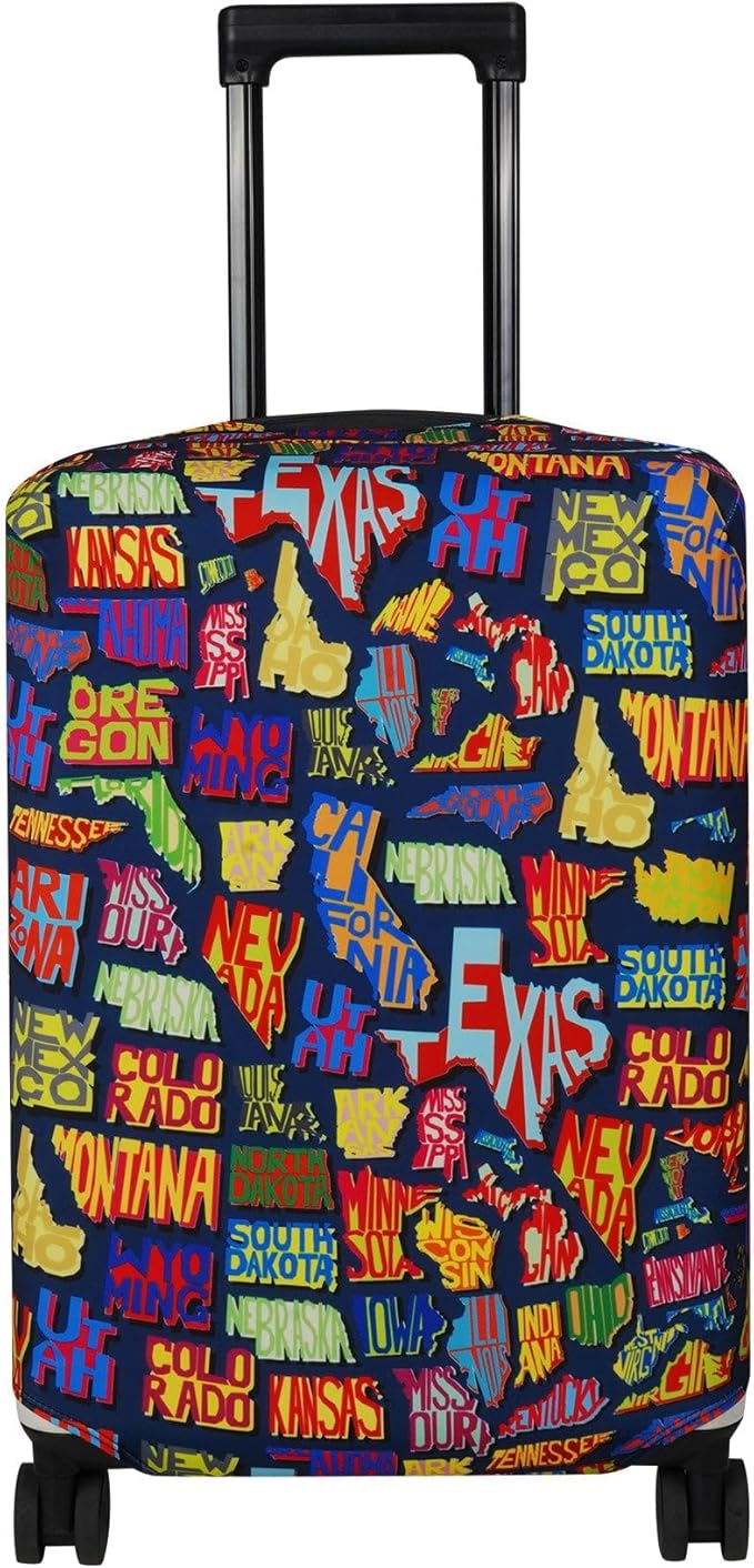 Explore Land Travel Luggage Cover Suitcase Protector Fits 27-30 Inch Case (America Map, L)