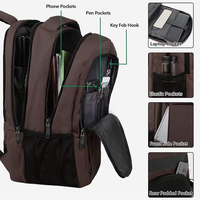 MATEIN 15-inch Laptop Backpack, School Backpack with USB for Men Women and College Student, Sturdy Laptop Bag for Laptop Accessories Water Resistant Travel Backpack Functional Birthday Gifts