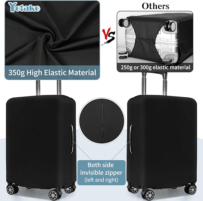 Yotako Luggage Cover,Thicker Luggage Protector Elastic Suitcase Cover Protector, Travel Anti Scratch Fits 18-32 Inch Suitcase Travel Accessories (28", Black)