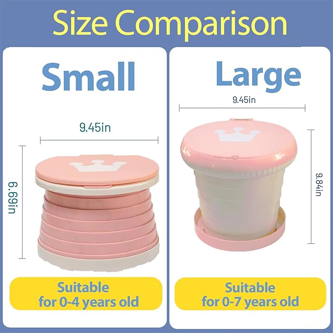 SunnySmile Travel Potty for Toddler, Portable and Foldable Toilet, Apply to Seat Emergency Toilet for Car, Camping, Outdoor, Indoor (pink, large)