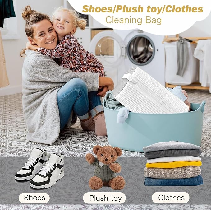 Shoe Washing Machine Bag,Laundry Shoe Bag for Washer and Dryer,Reusable Shoe Cleaning Bag for Sneakers,Tennis Shoes,With Self-locking Zipper, Microfiber Inside,Include Shoes Storage Bag (White(1PC))
