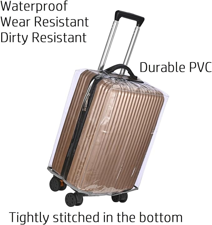Clear PVC Suitcase Cover Protectors, Thicken Wheeled Luggage Cover Waterproof, Dustproof, Transparent (26")
