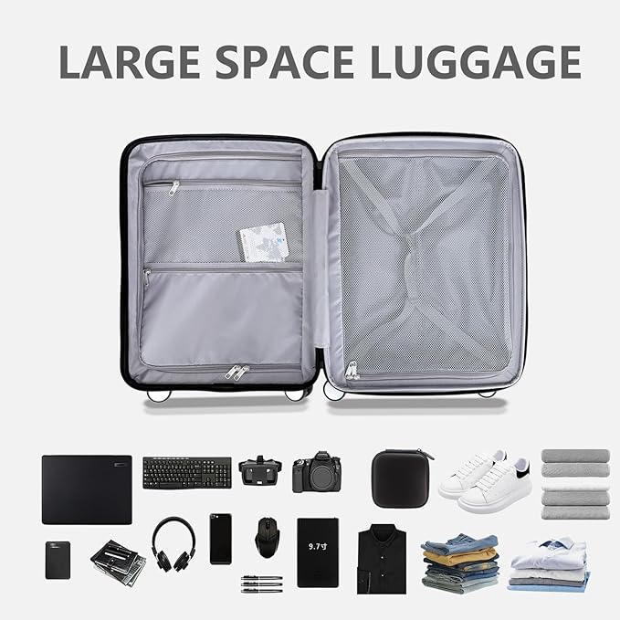 20 Inch Lightweight Expandable Carry On Luggage, PC Hardside Suitcase with Spinner Wheels & TSA Lock, Carry-on 20-Inch, Green