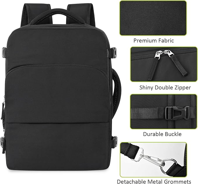 Travel Backpack for Women Men,Travel Laptop Backpack w/USB Charging Port, Waterproof Travel Backpack Carry On Flight Approved,Weekender Business Hiking Bag,Laptop Backpack 17 inch