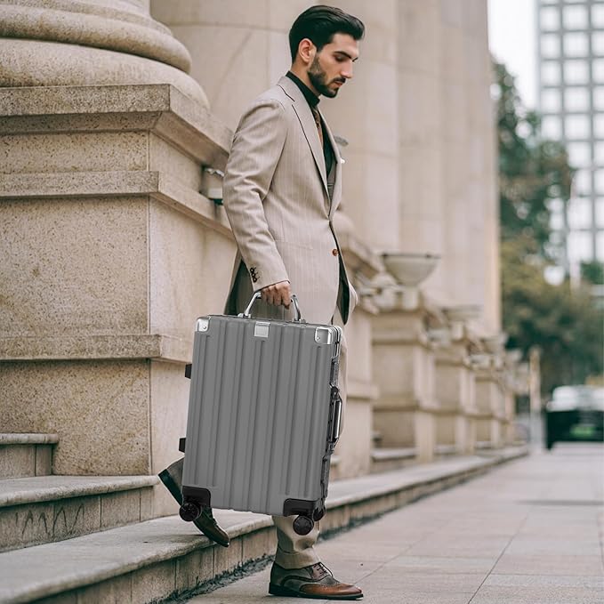 Krute Aluminum Frame Carry On Luggage 20 Inch Zipperless Luggages USB Charger Hardside PC Suitcase With Spinner Wheels Airline Approved Hard Shell Suitcases with TSA Lock (1 Piece)