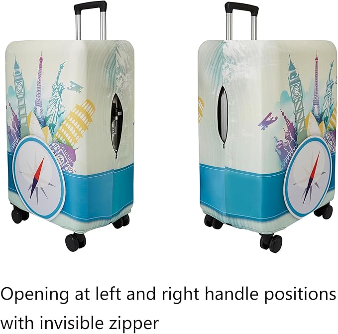 WUJIAONIAO Travel Luggage Cover Baggage Suitcase Cover Protector Skins 18-32 Inch (compass, L (for 25-28 inch luggage))