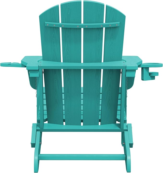 SERWALL Adirondack Chair with Cup Holders - Composite Adirondack Chairs Set of 8 HDPE Outdoor Chairs All Weather Use- Aruba