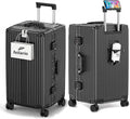 feilario 26in Super Large Captain Aluminum Frame Hardside Spinner Wheels Luggage, Zipperless Checked Suitcase with Cup Holder/Phone Holder