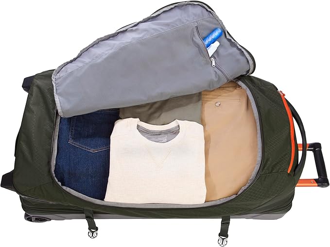 Eddie Bauer Expedition Rolling Duffel Bag with Wheels | Travel | Check-In | Luggage | Rugged | Durable - Dark Thyme, 34"