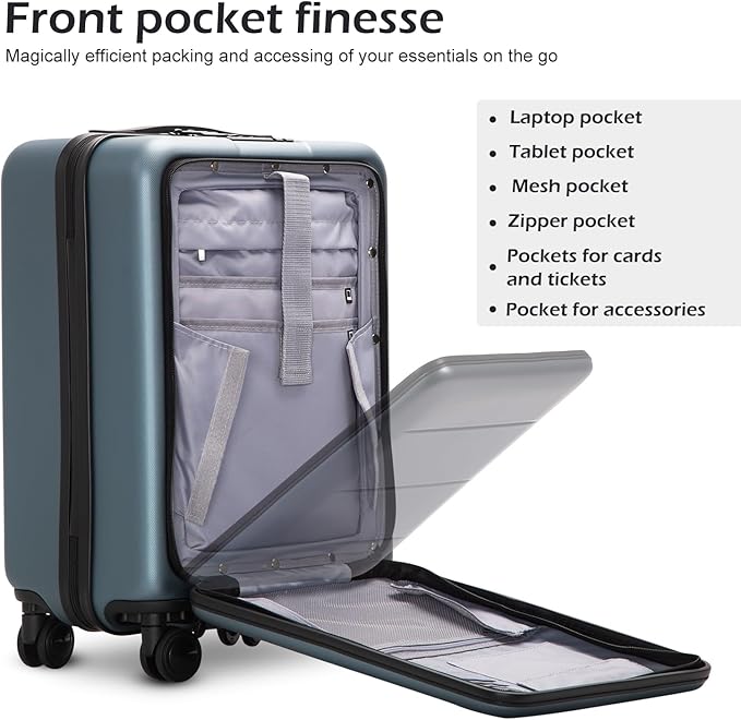 Coolife Luggage Suitcase Piece Set Carry On ABS+PC Spinner with pocket Compartment(White, 2-piece Set)