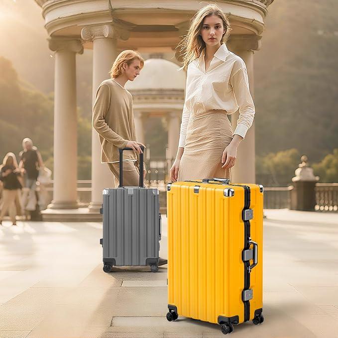 Krute Large Luggage 28 inch Zipperles Suitcase With Spinner Wheels USB Charger Hardside PC Aluminum Frame Luggages Checked Suitcases with TSA Lock (1 Piece)