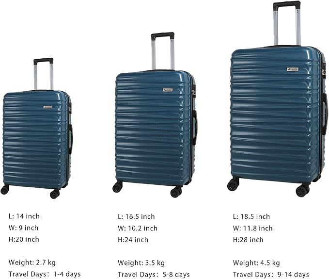 Luggage Sets 3 Piece(20/24/28)-Suitcase Set- Luggage with Wheels-PC + ABS Durable Lightweight Rotating hardshell suitcase 5PCS (Navy blue color)…