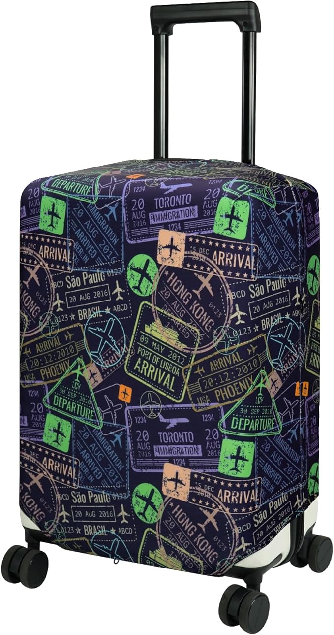 HYPER VENTURE Washable Luggage Cover - Fashion Suitcase Protector Fits 27-30 Inch Luggage (Urban Passport, L)