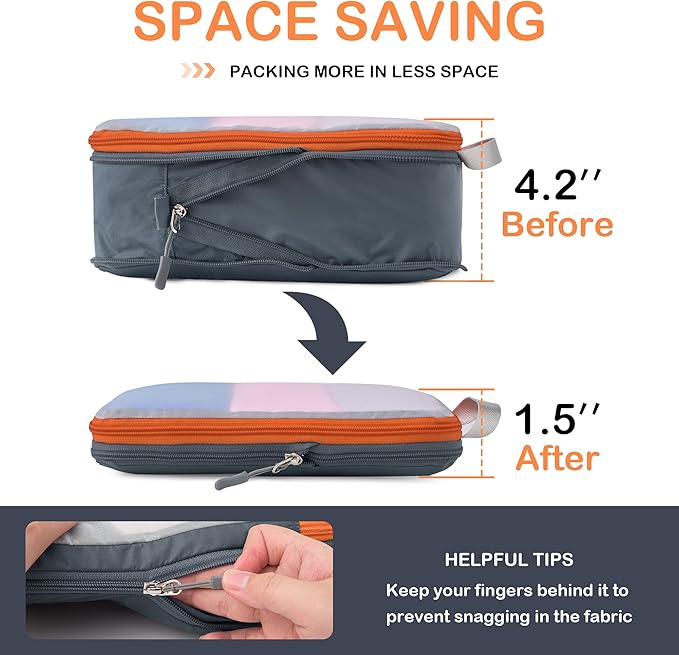 Cipway Mesh Compression Packing Cubes, Ultralight See Through Luggage Organizer Bags, Travel Essentials for Carry on Suitcase （3Pcs,Grey）