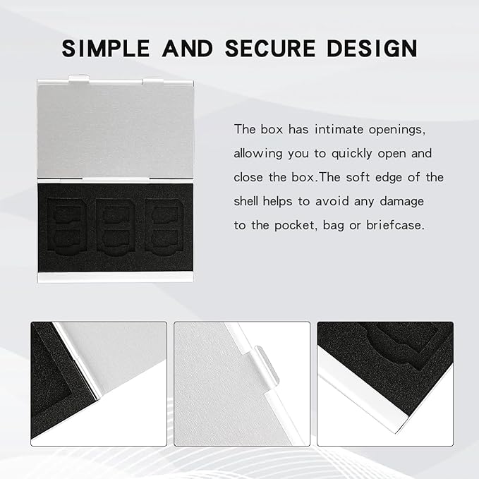 Aluminum SD Card Case, 18Slots Ultrathin SD Card Holder, Memory Card Storage Holder, Fit for 6 SD Card, 12 Micro SD Card, Silver