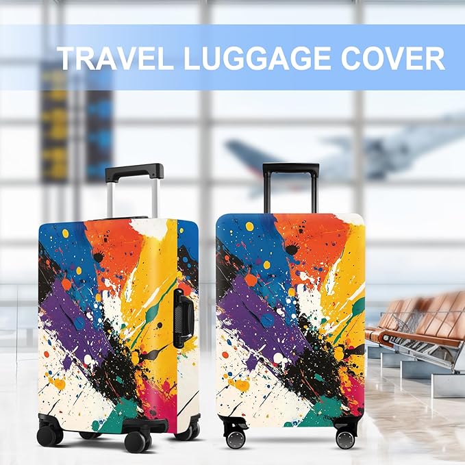 Luggage Cover Washable Suitcase Protector Anti-scratch Suitcase cover Fits 20-34 Inch Luggage (Watercolor, M(24-26inch suitcase))