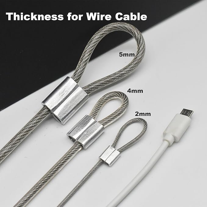 5 Pcs 4mm Wire 24 inch Vinyl Coated Stainless Steel Cable with Loops Short Wire Rope Lanyard Lock Security Chain Link for Outdoor Gates, Clear(4mm x 24inch)