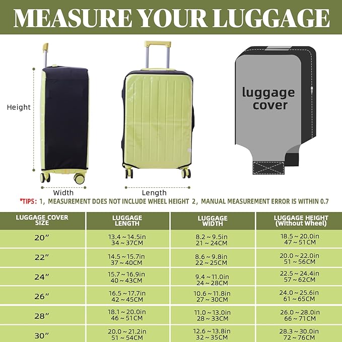 Clear Luggage Cover Protectors For Suitcases,Elastic Transparent waterproof PVC Suitcase Covers Protector Fit 20-30 Inch wheeled Luggage (24")