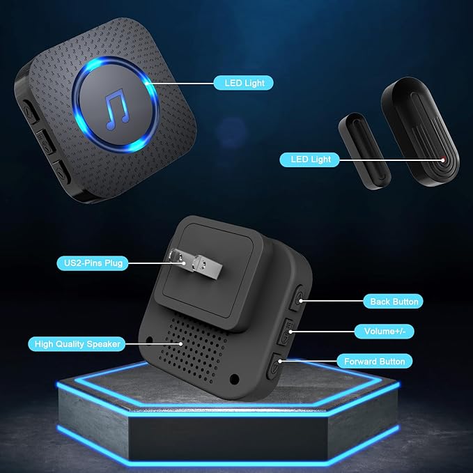 SanJie Door Chime, Wireless Door Chimes When Door Open Entry for Business/Home/Office/Store (500ft Range 26 Chimes Adjustable Volume)