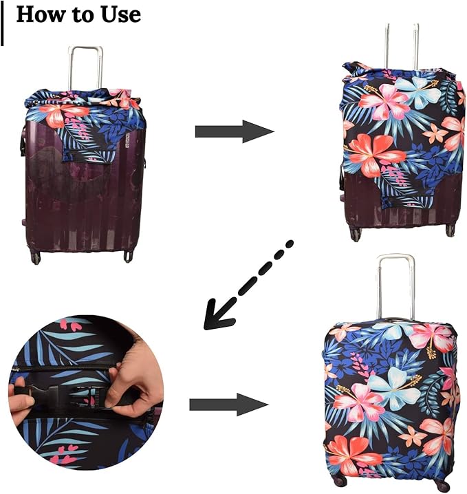 Suitcase Cover, Carry on Luggage Cover Protector - Travel Elastic Spandex Luggage Covers Fits 29 30 Inch Flower