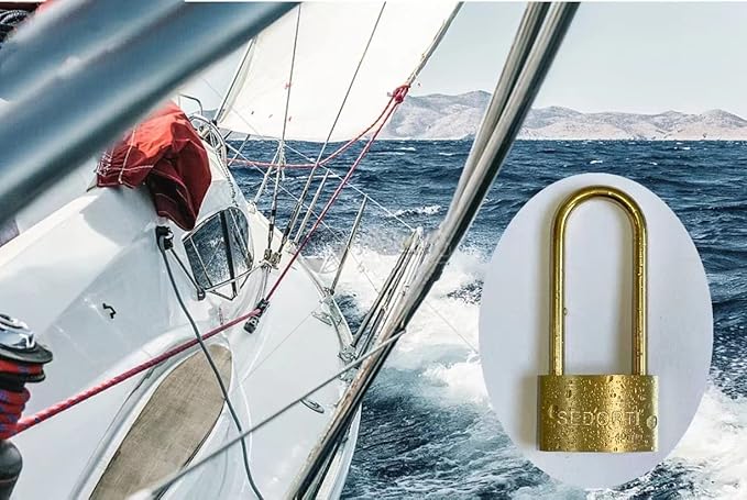 Weather Proof Locks with Same Key#31322, Solid Brass Keyed Alike Padlocks with Long Brass Shackle, Light Duty, 1-1/2" Wide Body, Marine Padlock, Anti Rust Lock, 24 Pack