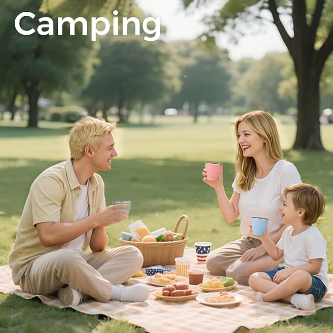 TakeToday 2PCS Collapsible Travel Cup - Silicone Foldable Water Cup, BPA-Free with Lid & Waterproof Bag - Drinking Cup Set for Camping, Outdoors & International Travel（8 Oz, Navy & Blue）