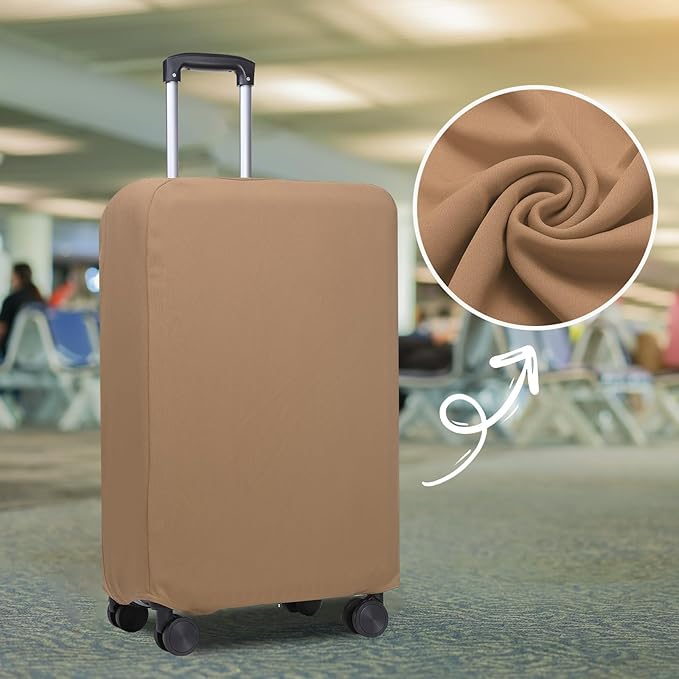PATIKIL Luggage Cover, Suitcases Covers Elastic Carry on Cover Protector Washable Scratch-Resistant Fits 22-23 Inch Luggage for Travel Business Trips, Khaki