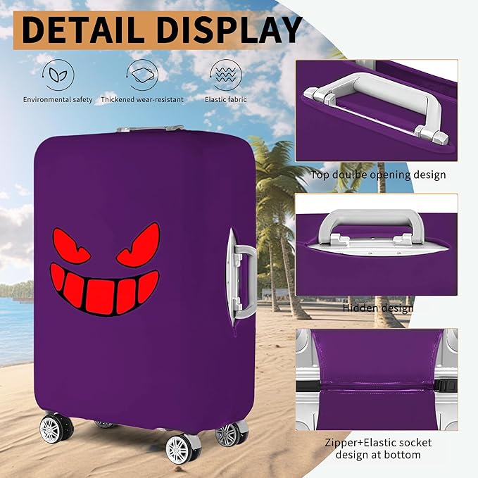 Travel Luggage Cover Thicker Spandex Suitcase Protector Elastic Washable Baggage Covers (S/M/L (for 19-28 inch luggage), Purple Eye)