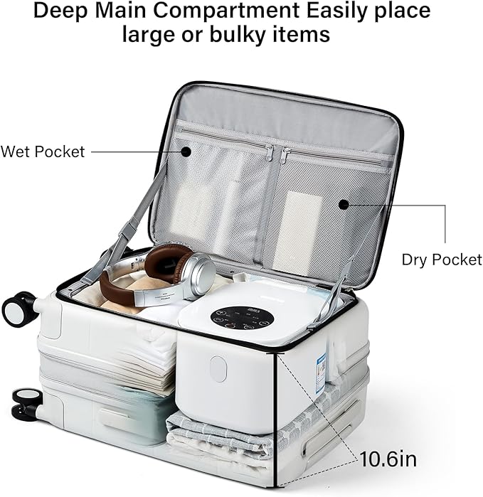Hanke Hardside Expandable Carry On Luggage, 20 Inch Top Opening Trunk Luggages with Spinner Wheels, All-PC Hard Shell Carry-On Suitcase, Lightweight & TSA Airline Approved (Smoke White, 46L)