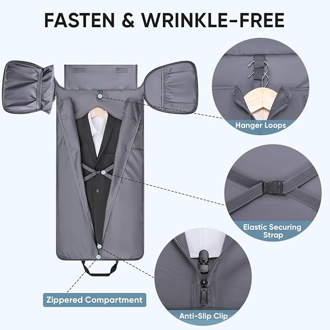 BALEINE Convertible Garment Bag with Shoe Compartment, 2 in 1 Carry on Garment Duffle Bags for Travel, Suit Bag for Men Women (Brown)