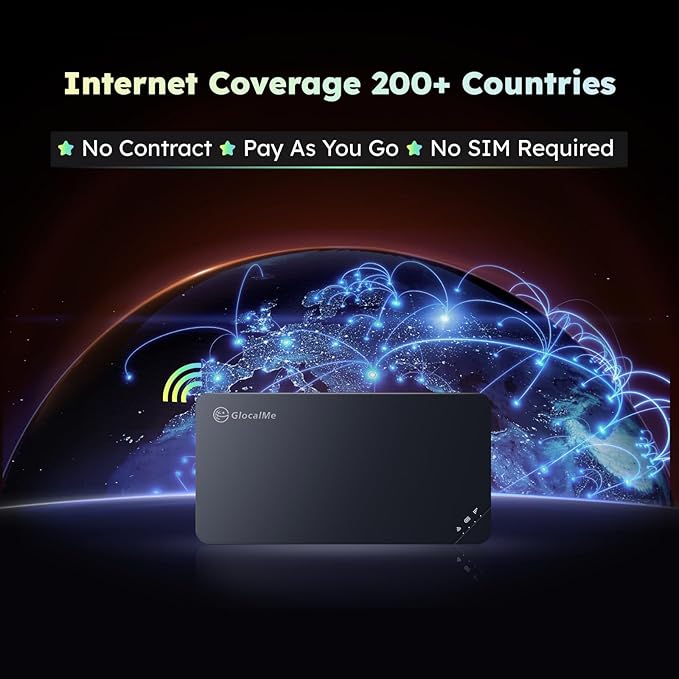 GlocalMe U3 4G LTE Mobile Hotspot Device with 30GB US/CA/MX Data 60 Days, Portable WiFi Hotspot for Travel in 200+ Countries, No SIM Card Needed, 10 Connected Devices, Pocket WiFi (U3 with 30GB)