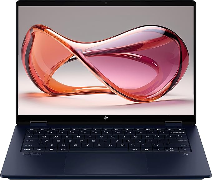 HP OmniBook X Flip 2-in-1 Copilot+ Laptop, Intel Ultra 7-256V, 16 GB LPDDR5x RAM, 2 TB PCIe SSD, 14" 2K (1920x1200) Touchscreen, Intel Arc 140V, Backlit Keyboard, W11 Home, Atmospheric Blue