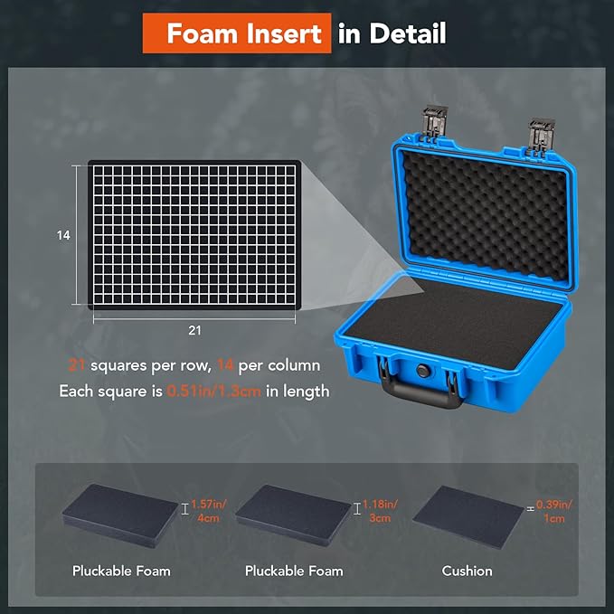 Lykus HC-3010 Waterproof Hard Case with Customizable Foam Insert, Interior Size 11.81x7.87x4.72 in, Suitable for Pistol, Camera, Lens, Drone, Mic, Flashlight, Electronics, Tools, and More