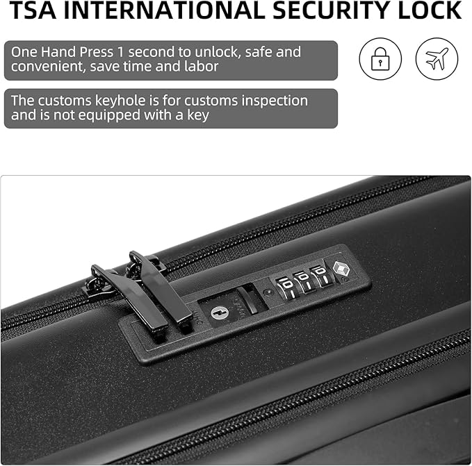 Premium Carry On Luggage, 29 Inch Top Opening Aluminum Frame Airline Approved ABS+PC Hard Shell Suitcases with Silent Wheels, TSA Lock, Front Pocket & Wet-dry Separated Six-piece set