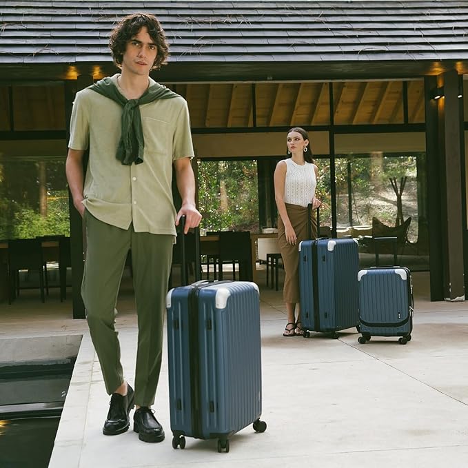 LEVEL8 Grace Luggage Sets Hardshell Suitcase with Wheels, Sturdy Large Suitcase Tsa Lock 20 Inch Expandable Carry on 24 Inch 28 Inch Checked Luggage, 3-Piece Set (20/24/28), Black