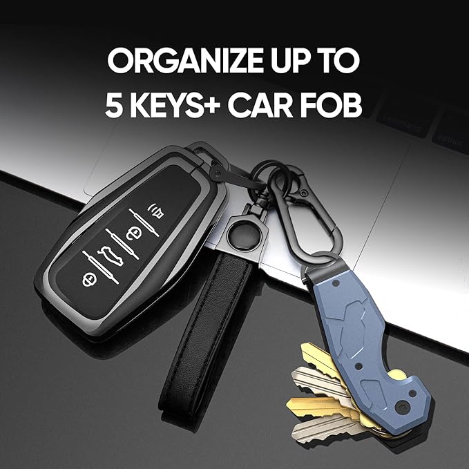 Zeeker Compact Key Organizer Keychain with Built-in Tools – Holds 1-6 Keys, Includes Bottle Opener, Hex Wrench, and Serrated Cutter – Minimalist Key Holder for Men and Women (Blue)