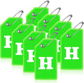 8 Pcs Luggage Tags for Suitcases, 26 Initial Letter Travel Luggage Baggage Identification Labels ID Tags Fully Bendable Tags with Stainless Steel Loop (Letter H, Green)